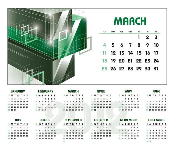 2012 Calendar. March. — Stock Vector