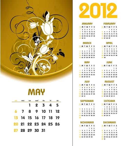 Календарь 2012 года. Май . — стоковый вектор