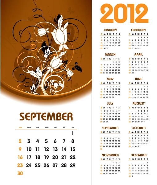 2012 Calendar. September. — Stock Vector