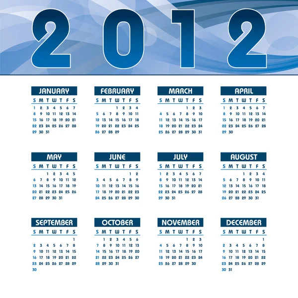 Calendario 2012 . — Archivo Imágenes Vectoriales