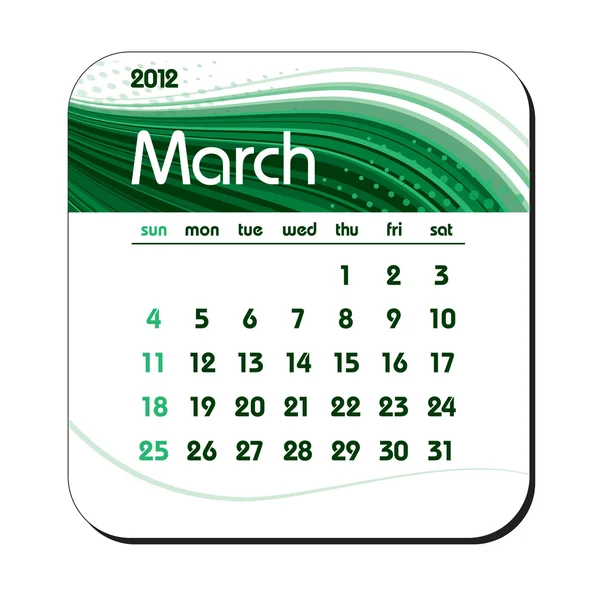2012 Calendar. March. eps10. — ストックベクタ