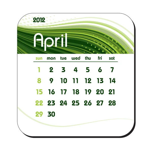 2012 Calendar. April. eps10. — Stock Vector