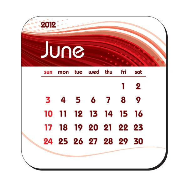 2012 Calendar. June. eps10. — Stock Vector