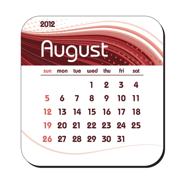2012 年カレンダー。8 月。eps10. — ストックベクタ