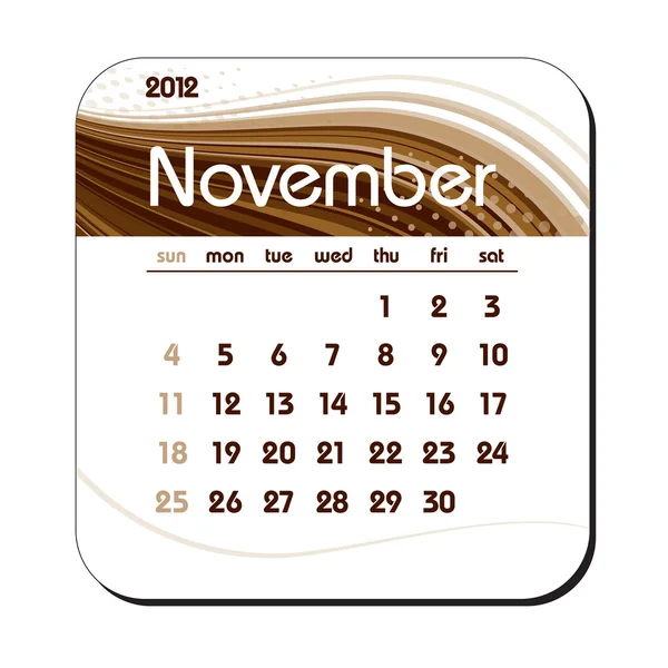 Kalender 2012. November. eps10. — Stockvektor