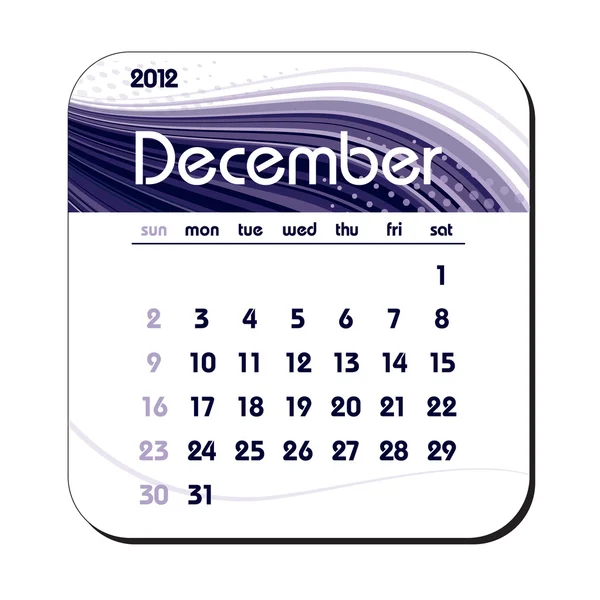2012 Calendar. December. eps10. — Stock Vector