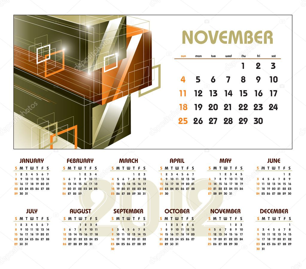 2012 Calendar. November.