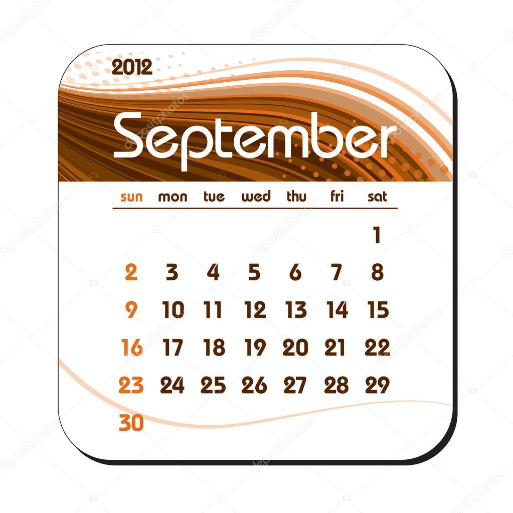 2012 Calendar September eps10 Stock Vector © marinakoven #9502442