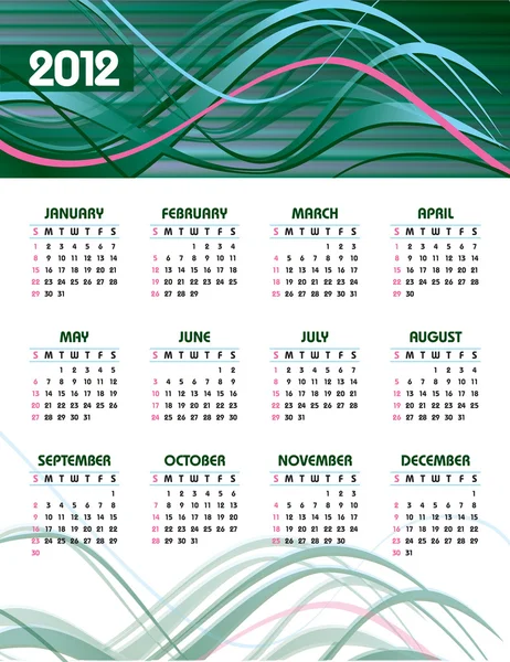 Calendario 2012 . — Vettoriale Stock
