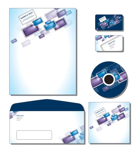 Modelo de Identidade Corporativa Vector - papel timbrado, cartões de visita, cd, capa de cd, envelope . —  Vetores de Stock