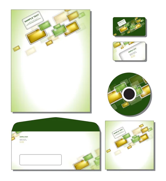 기업의 정체성 서식 파일 벡터-편지지, 명함, cd, cd 표지, 봉투. — 스톡 벡터