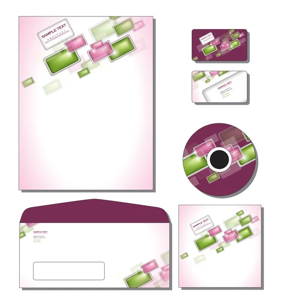 Företagsidentitet mall vektor - brevpapper, visitkort, cd, CD-omslag, kuvert. — Stock vektor
