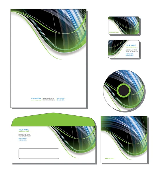 Modèle d'image de marque vectoriel - papier à en-tête, cartes de visite, cd, couverture de cd, enveloppe . — Image vectorielle