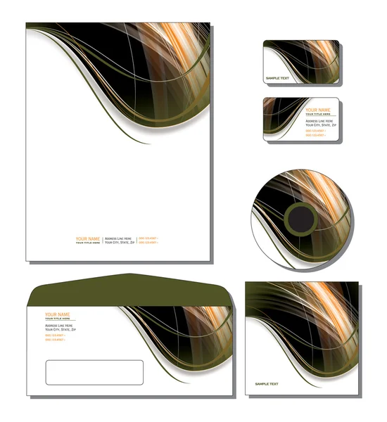 Modelo de Identidade Corporativa Vector - papel timbrado, cartões de visita, cd, capa de cd, envelope . —  Vetores de Stock