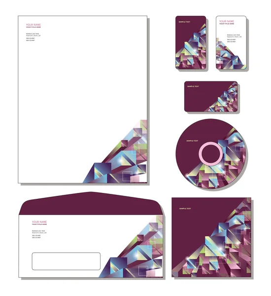 Modelo de Identidade Corporativa Vector - papel timbrado, cartões de visita, cd, capa de cd, envelope . —  Vetores de Stock