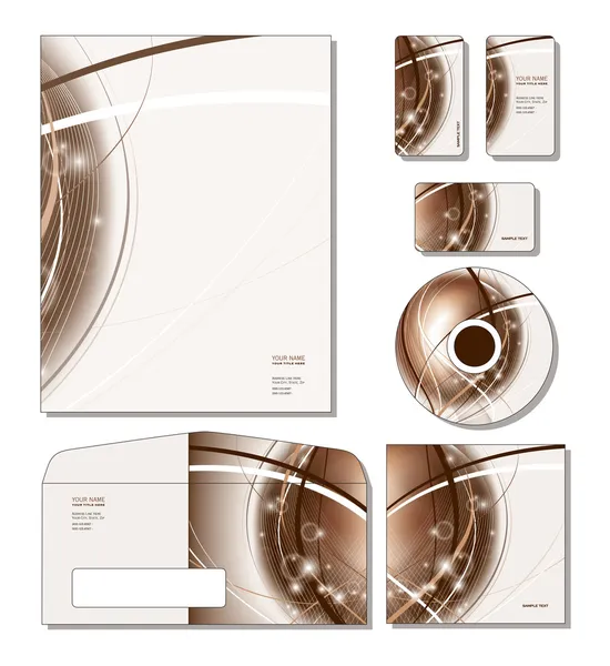 Modelo de Identidade Corporativa Vector - papel timbrado, cartões de visita, cd, capa de cd, envelope . — Vetor de Stock