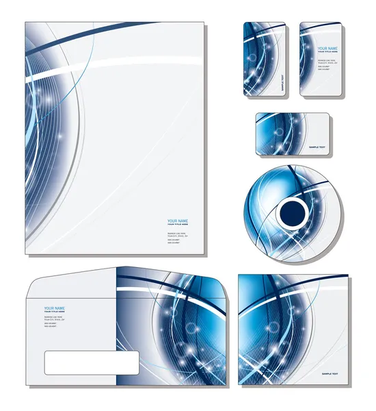 Identyfikacja wizualna szablon wektor - papier firmowy, wizytówki, cd, okładki cd, koperty. — Wektor stockowy
