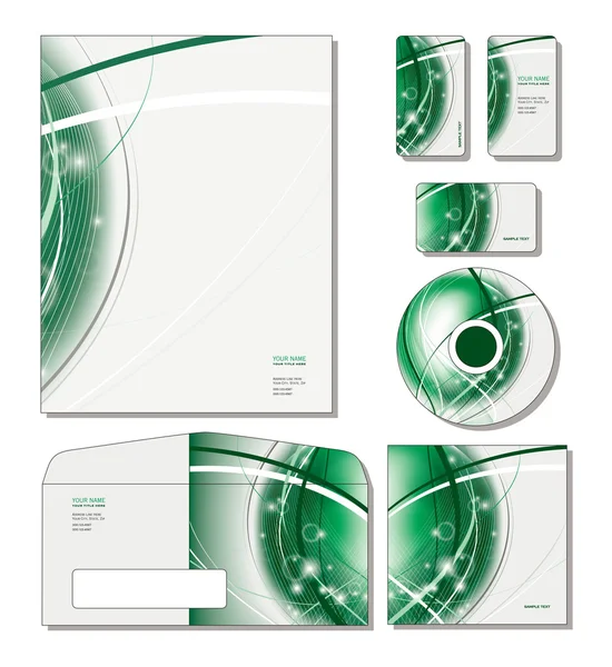 Modelo de Identidade Corporativa Vector - papel timbrado, cartões de visita, cd, capa de cd, envelope . — Vetor de Stock
