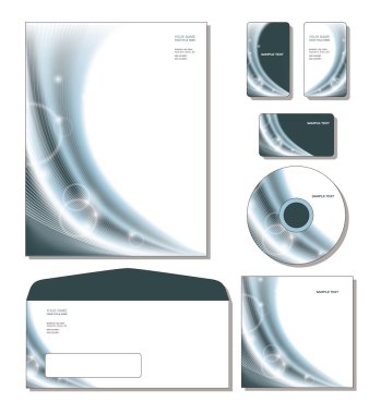 kurumsal kimlik şablon vektör - Antetli Kağıt, iş ve Hediyelik kartlar, cd, cd kapağı, zarf.