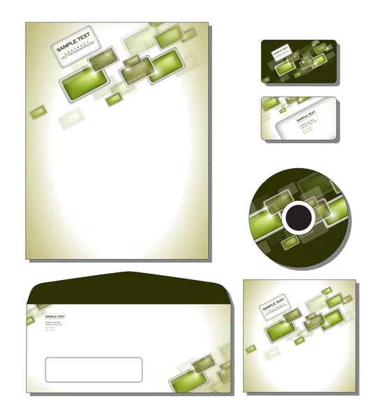 Plantilla de identidad corporativa Vector - membrete, tarjetas de visita y regalo, cd, cubierta de cd, sobre . — Vector de stock