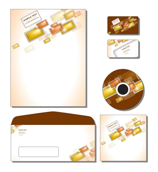 Vetor de modelo de identidade corporativa - papel timbrado, cartões de visita e presente, cd, capa de cd, envelope . — Vetor de Stock