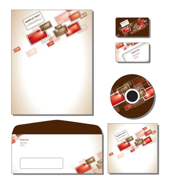 Plantilla de identidad corporativa Vector - membrete, tarjetas de visita y regalo, cd, cubierta de cd, sobre . — Vector de stock