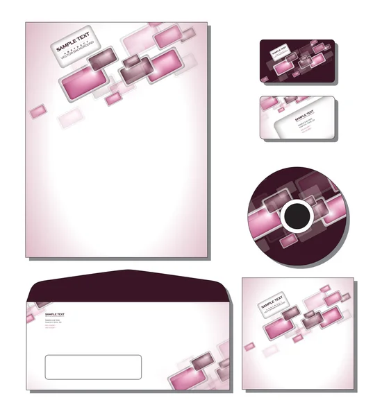 Företagsidentitet mall vektor - brevpapper, business och presentkort, cd, CD-omslag, kuvert. — Stock vektor