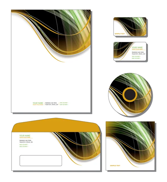 Modèle d'image de marque vectoriel - papier à en-tête, cartes de visite et cadeaux, cd, couverture de cd, enveloppe . — Image vectorielle