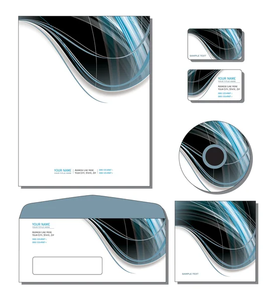 Vetor de modelo de identidade corporativa - papel timbrado, cartões de visita e presente, cd, capa de cd, envelope . — Vetor de Stock