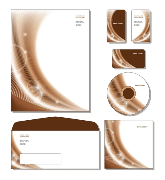 Vetor de modelo de identidade corporativa - papel timbrado, cartões de visita e presente, cd, capa de cd, envelope . —  Vetores de Stock