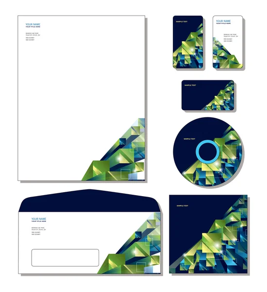 Huisstijl sjabloon vector - briefhoofd, het bedrijfsleven en cadeau kaarten, cd, cd-cover, envelop. — Stockvector