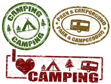 Camping stamps clipart