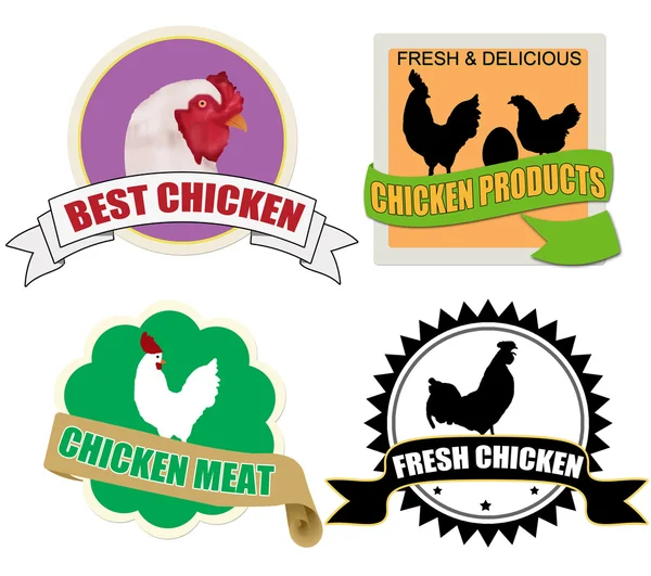 Zestaw naklejek z mięsa kurczaka — Wektor stockowy