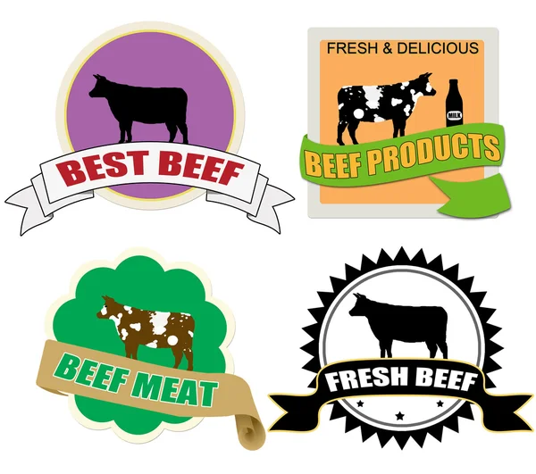 Stickers set with beef meat — Stock Vector