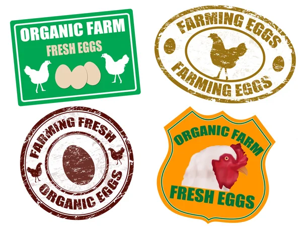 Landbouw eieren etiketten en stempels — Stockvector