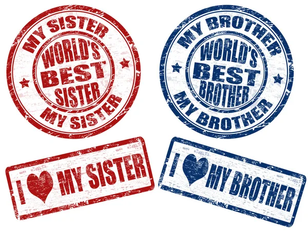 Καλύτερη αδελφή και ο αδελφός γραμματόσημα — Διανυσματικό Αρχείο