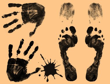 Foot, finger and hand prints clipart