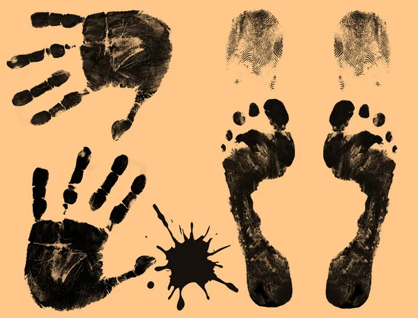 Fuß-, Finger- und Handabdrücke — Stockvektor