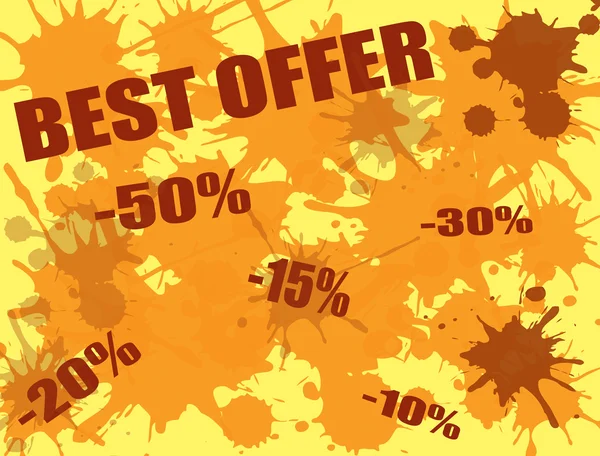 Best offer on an ink splash background — Stock Vector