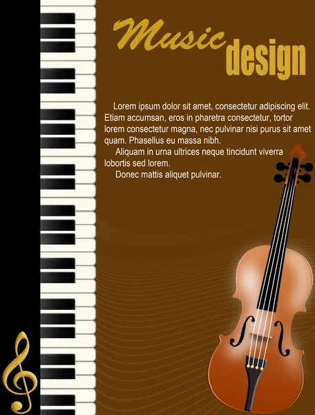 Cartel con piano y violín — Vector de stock