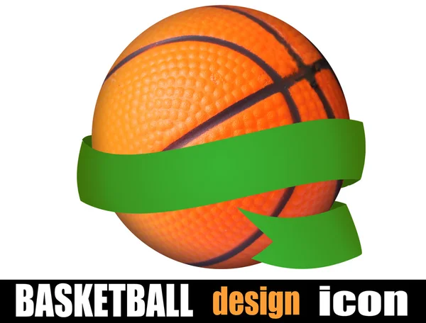 Balón de baloncesto con cinta — Vector de stock
