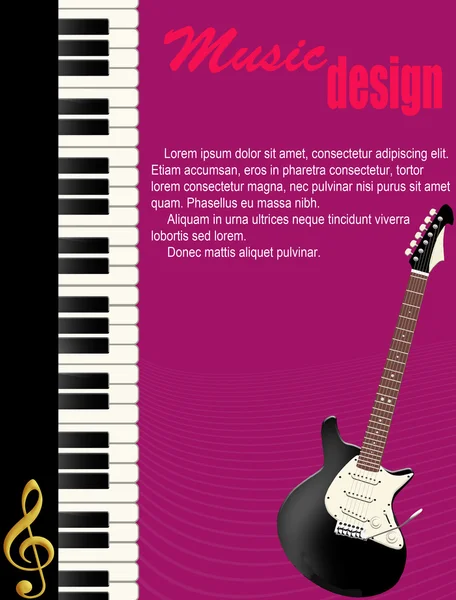 Cartaz com piano e guitarra — Vetor de Stock
