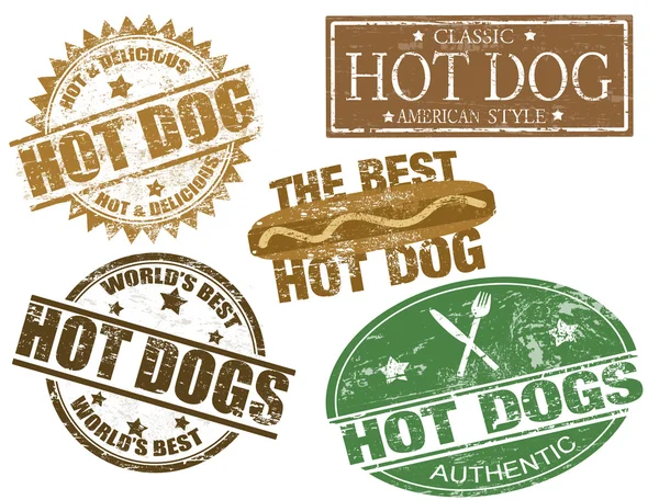 Hot dog francobolli — Vettoriale Stock