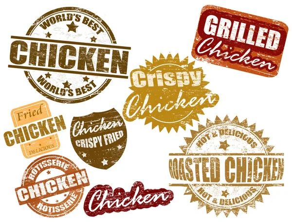 Set of chicken stamp — Stock Vector
