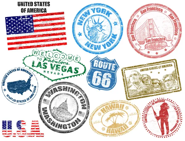 Stamps with United States of America — Stock Vector