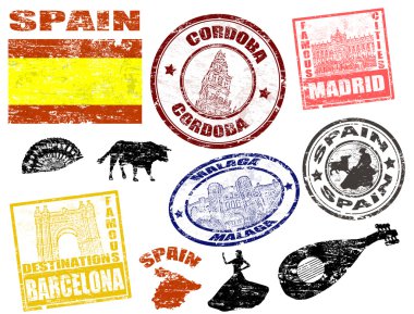 Stamps with Spain clipart