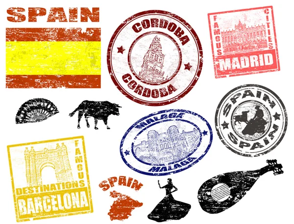 İspanya ile pul — Stok Vektör