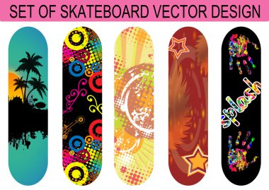 Set of skateboard designs clipart