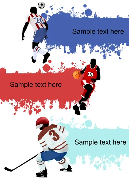 Grunge 污点横幅与球员剪影 — 图库矢量图片