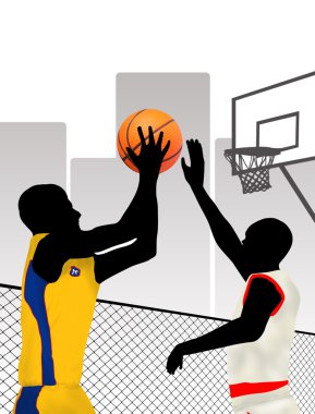 Basketball on city clipart